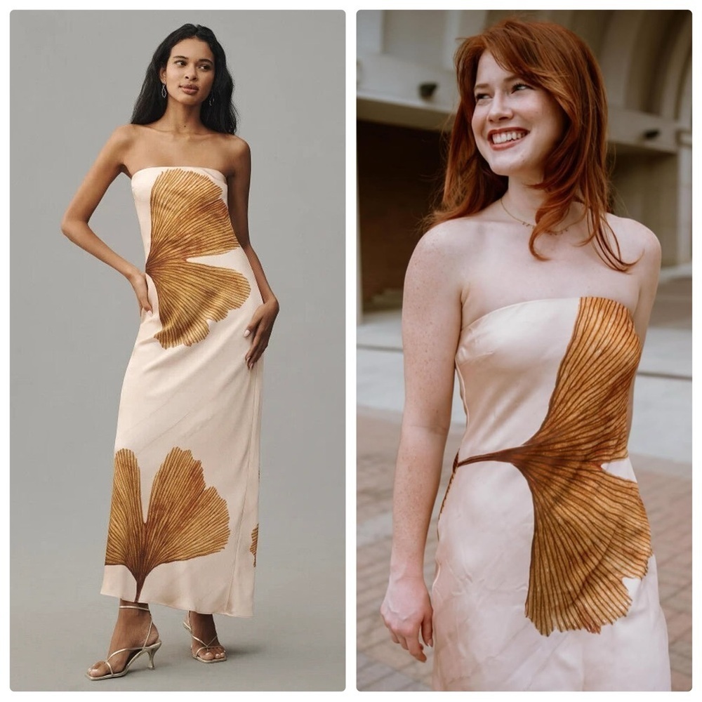 New Anthropologie THE FLEUR Strapless Satin Maxi Slip Dress Size XS​​​